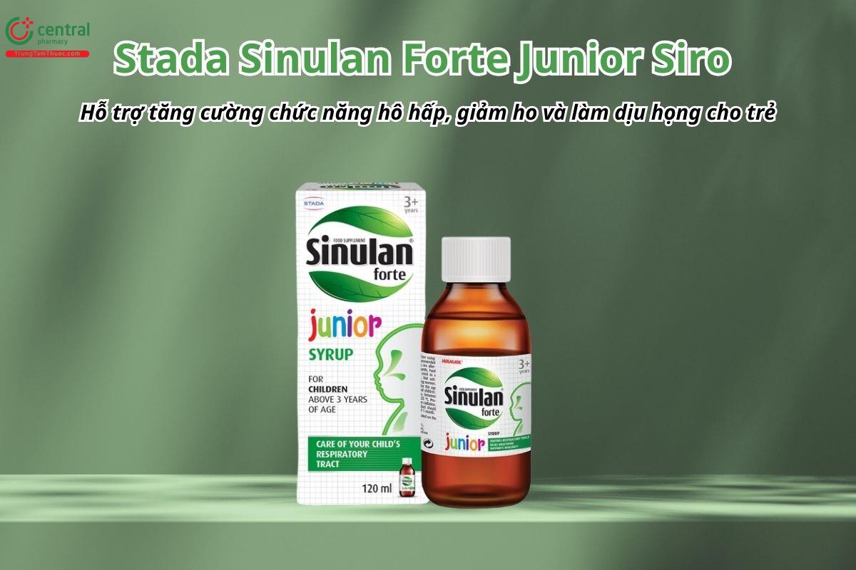 Stada Sinulan Forte Junior Siro hỗ trợ tăng cường chức năng hô hấp, giảm ho và làm dịu họng cho trẻ