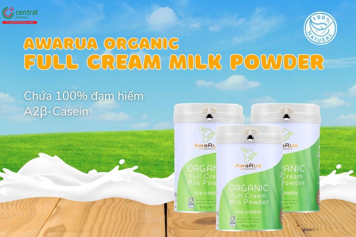 Sữa AwaRua Orgnaic Full Cream Milk Powder 830g bổ sung dinh dưỡng, hỗ trợ tiêu hóa khỏe