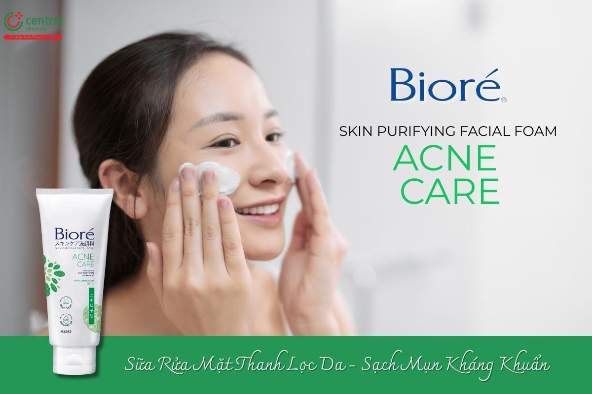 Sữa rửa mặt Thanh Lọc Da Ngừa Mụn Bioré Acne Care có tác dụng làm sạch sâu và cải thiện làn da,  ứng dụng công nghệ lọc da SPT tiên tiến, nghiên cứu và phát triển tại Nhật Bản.