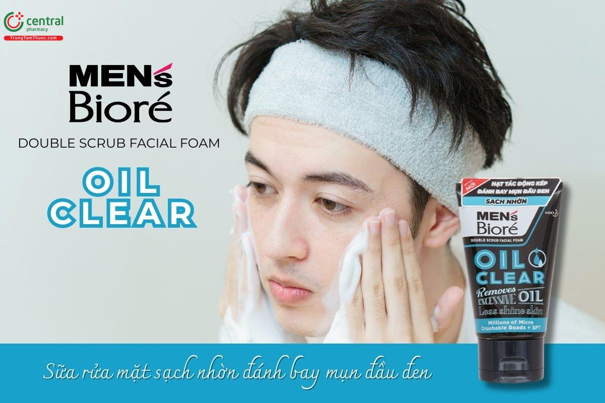 Sữa rửa mặt Men's Bioré Oil Clear sạch nhờn giúp duy trì làn da khô thoáng, không bóng dầu suốt thời gian dài, và giúp da trông sạch khỏe, lỗ chân lông thu nhỏ, mịn màng hơn.