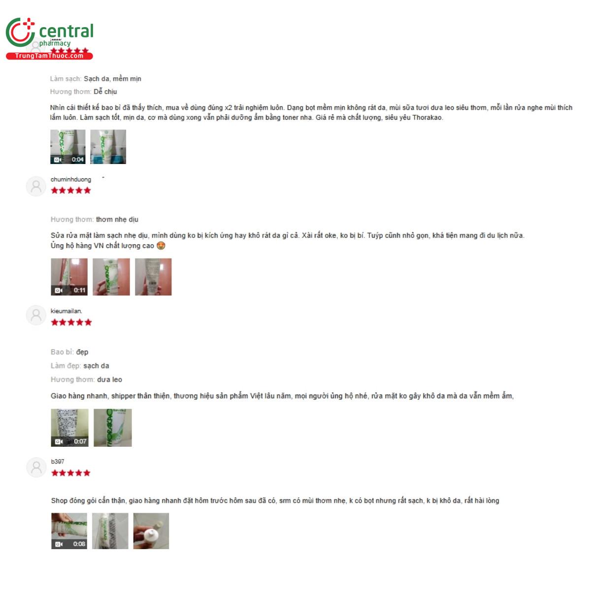 Một số đánh giá của khách hàng về sản phẩm Sữa rửa mặt Sữa tươi & Dưa leo