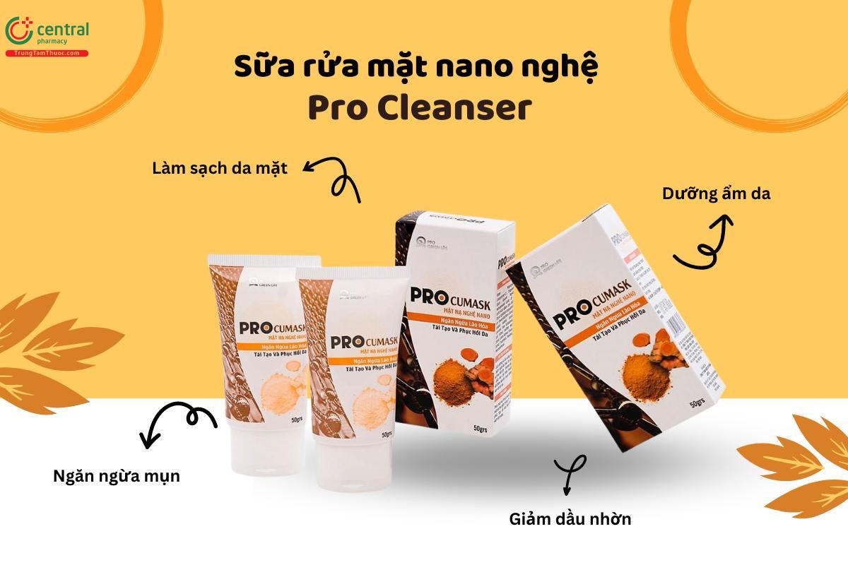 Sản phẩm Sữa rửa mặt nano nghệ Pro Cleanser có tác dụng gì? 