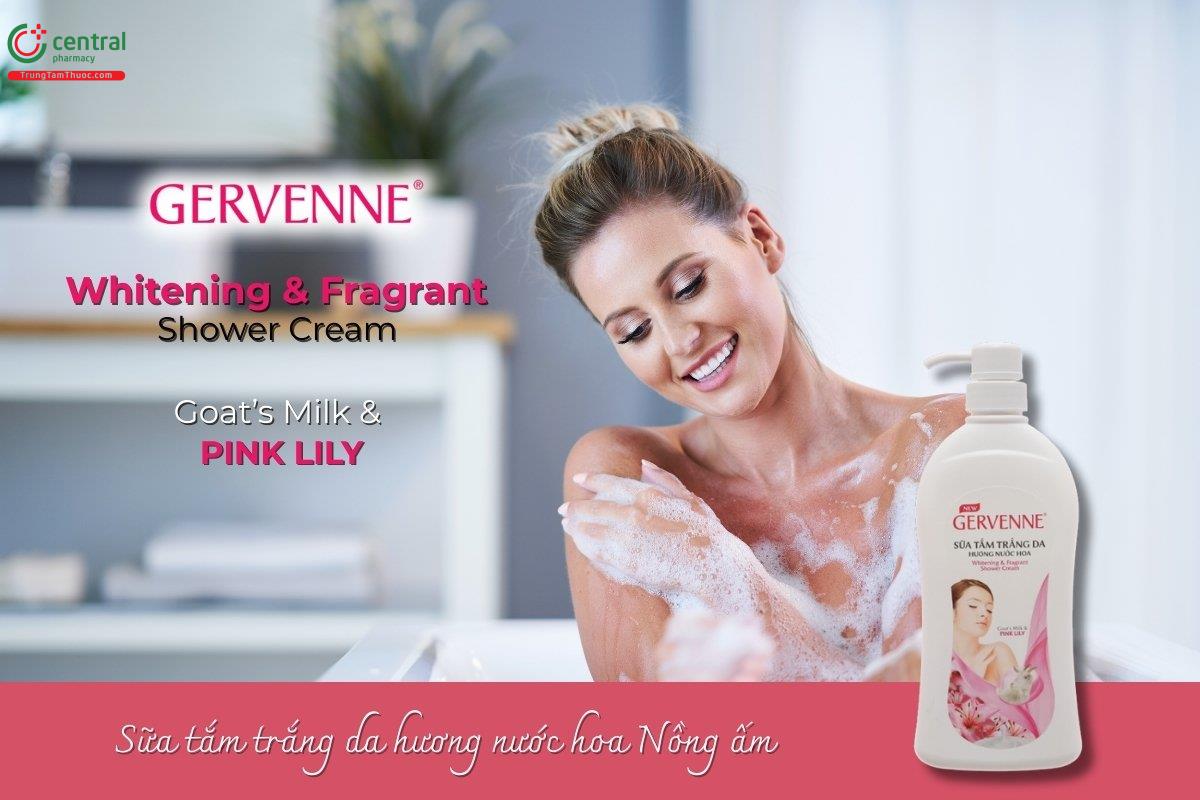 Sữa tắm Trắng da Hương nước hoa Nồng ấm Gervenne Pink Lily giúp nuôi dưỡng và làm sáng da, kết hợp cùng vitamin B3 hỗ trợ cải thiện tone da, bảo vệ da trước tác động của tia UV.