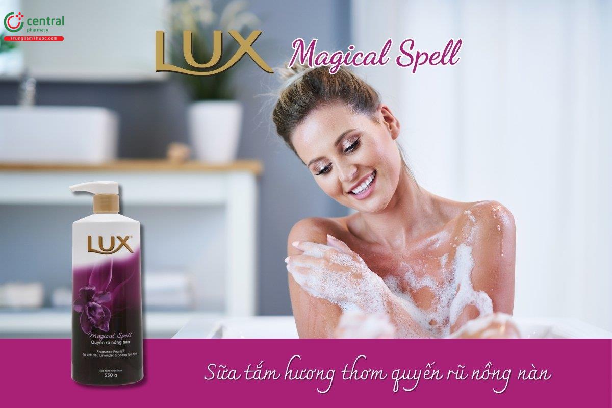 Sữa tắm Lux Magical Spell quyến rũ nồng nàn mang đến hương thơm quyến rũ từ tinh chất hoa nở rộ, lưu lại trên da thật lâu sau khi tắm, khiến bạn đắm chìm trong sự mê hoặc.