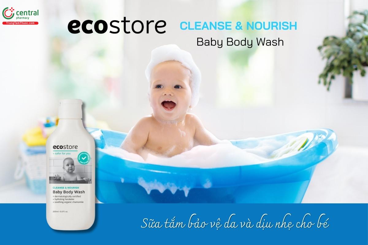 Sữa tắm cho bé Ecostore nhẹ nhàng chăm sóc và bảo vệ làn da nhạy cảm của bé, giúp duy trì lớp dầu tự nhiên trên da; chứa chiết xuất Harakeke từ New Zealand giúp cung cấp độ ẩm.