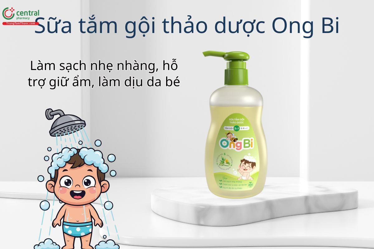 Sữa tắm gội thảo dược Ong Bi giúp làm sạch dịu nhẹ và hỗ trợ chăm sóc da bé