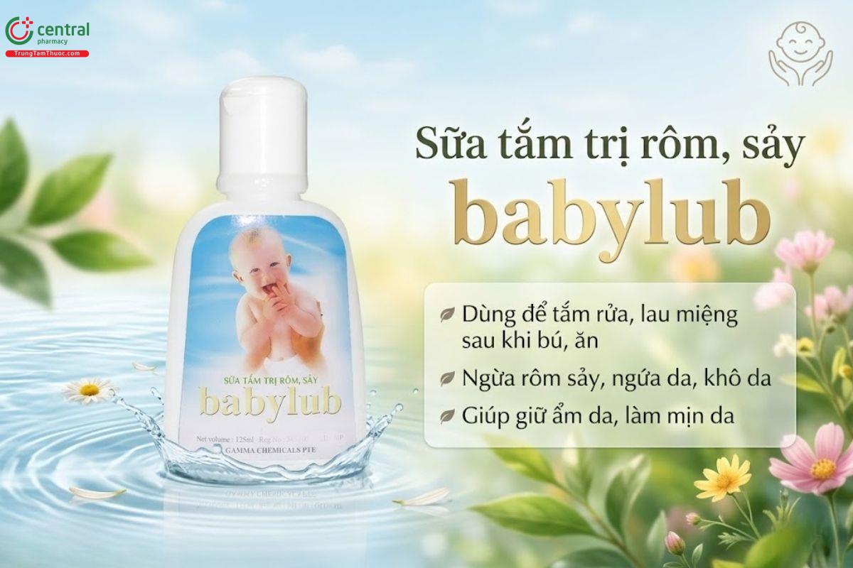 Sữa tắm trị rôm, sảy Babylub làm sạch cơ thể, vệ sinh da, lau miệng cho bé