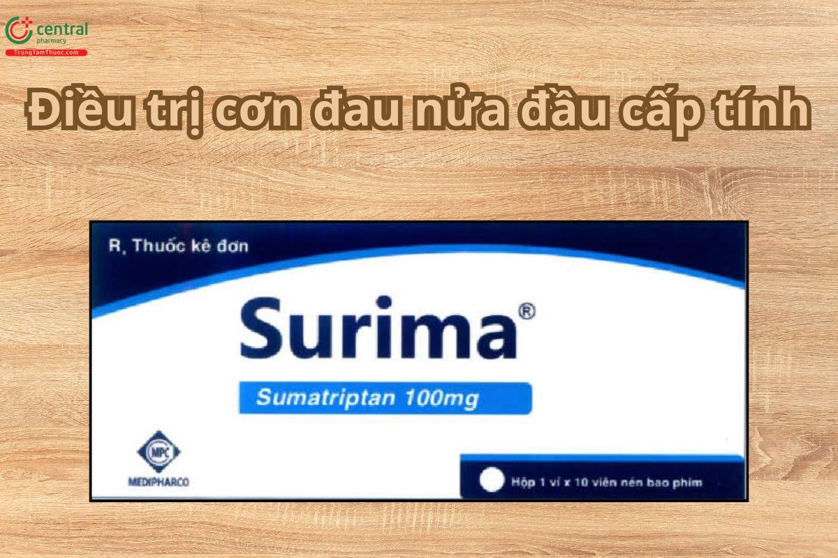 Thuốc Surima 100mg (Sumatriptan) - Điều trị cơn đau nửa đầu cấp tính