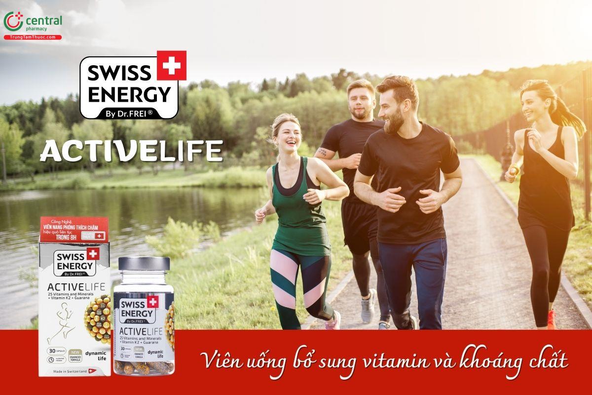 Thực phẩm bảo vệ sức khoẻ viên uống Swiss Energy ActiveLife hỗ trợ bổ sung các vitamin và khoáng chất thiết yếu như sắt, kẽm, đồng, crom giúp duy trì sức khỏe tổng thể.