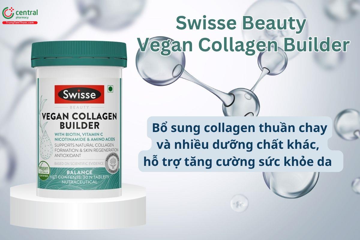 Swisse Beauty Vegan Collagen Builder hỗ trợ tổng hợp collagen, chăm sóc sức khỏe da, tóc, móng