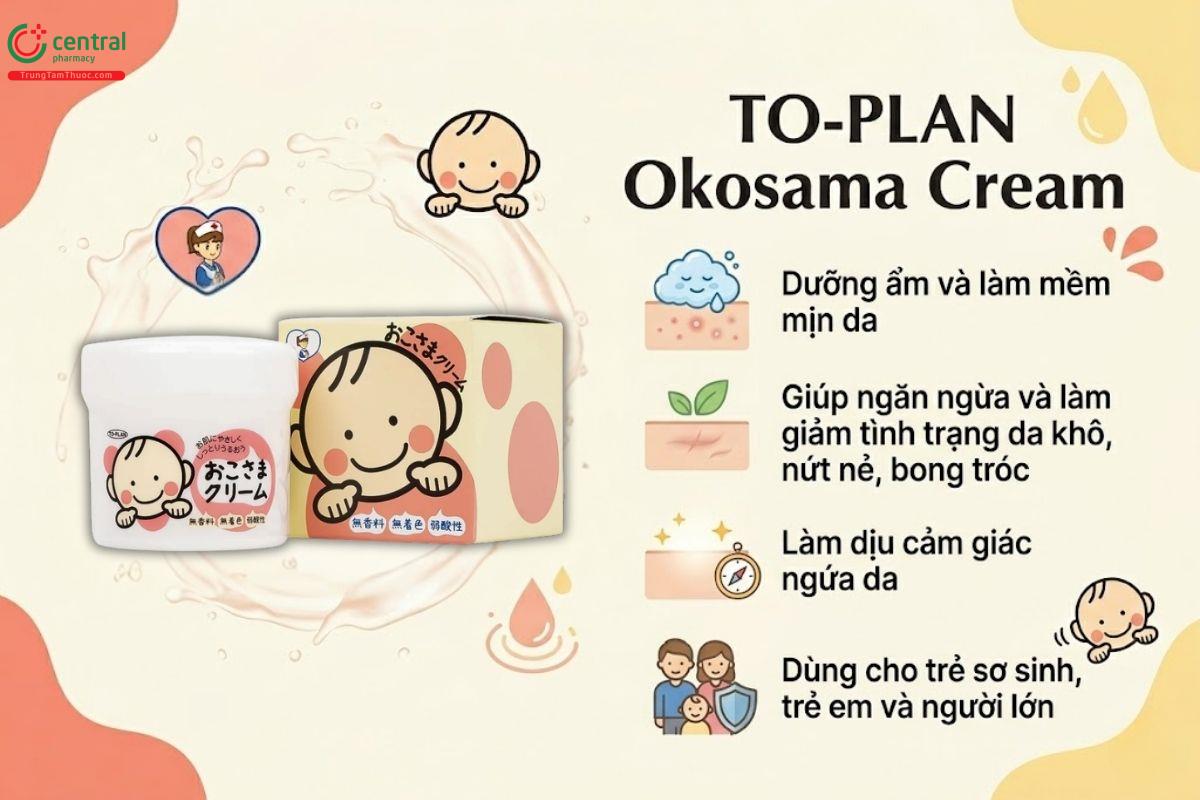 Kem nẻ TO-PLAN Okosama Cream Nhật Bản dưỡng ẩm, chống nứt nẻ da cho bé