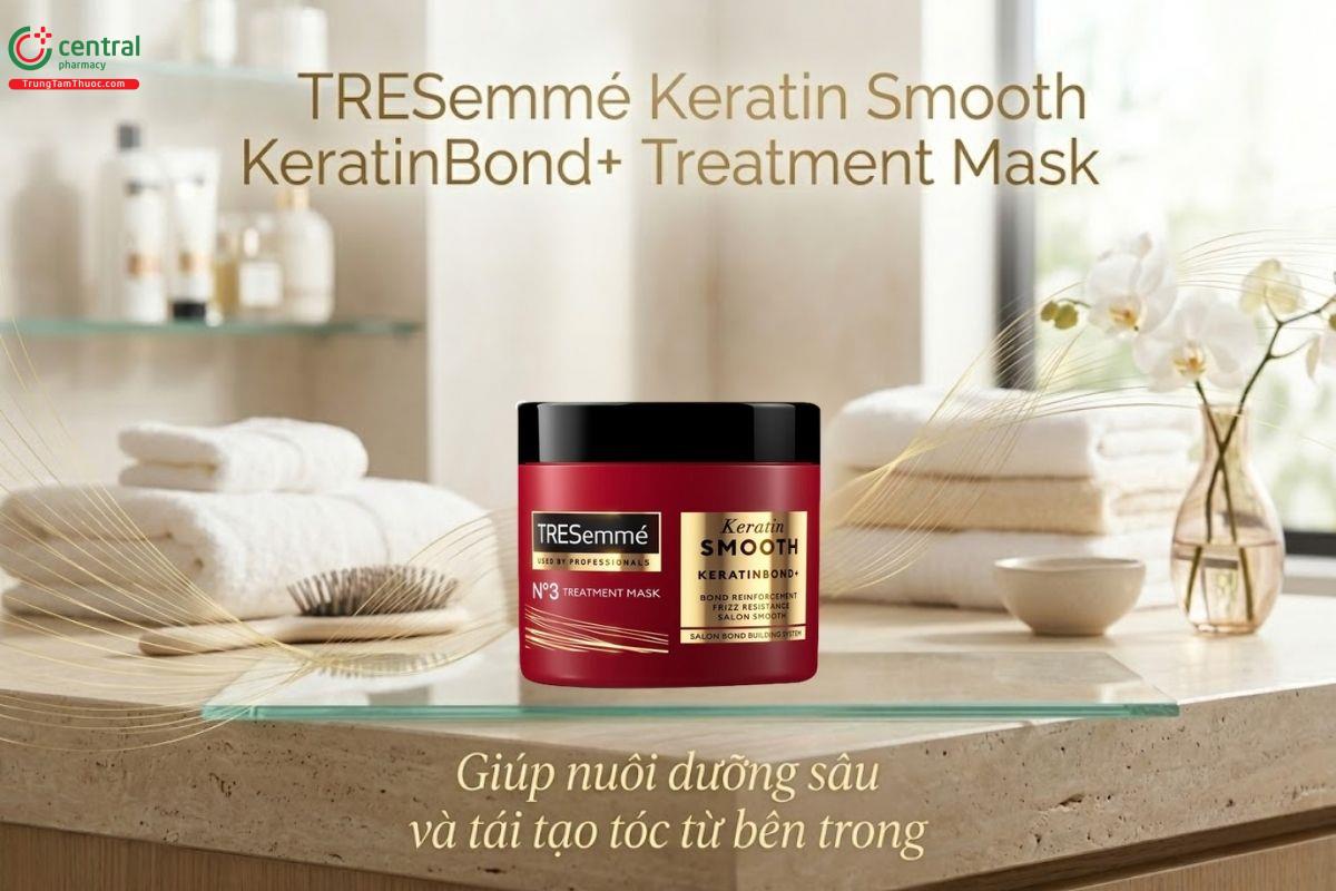 Kem ủ tóc TRESemmé Keratin Smooth KeratinBond+ màu đen phục hồi tóc hư tổn