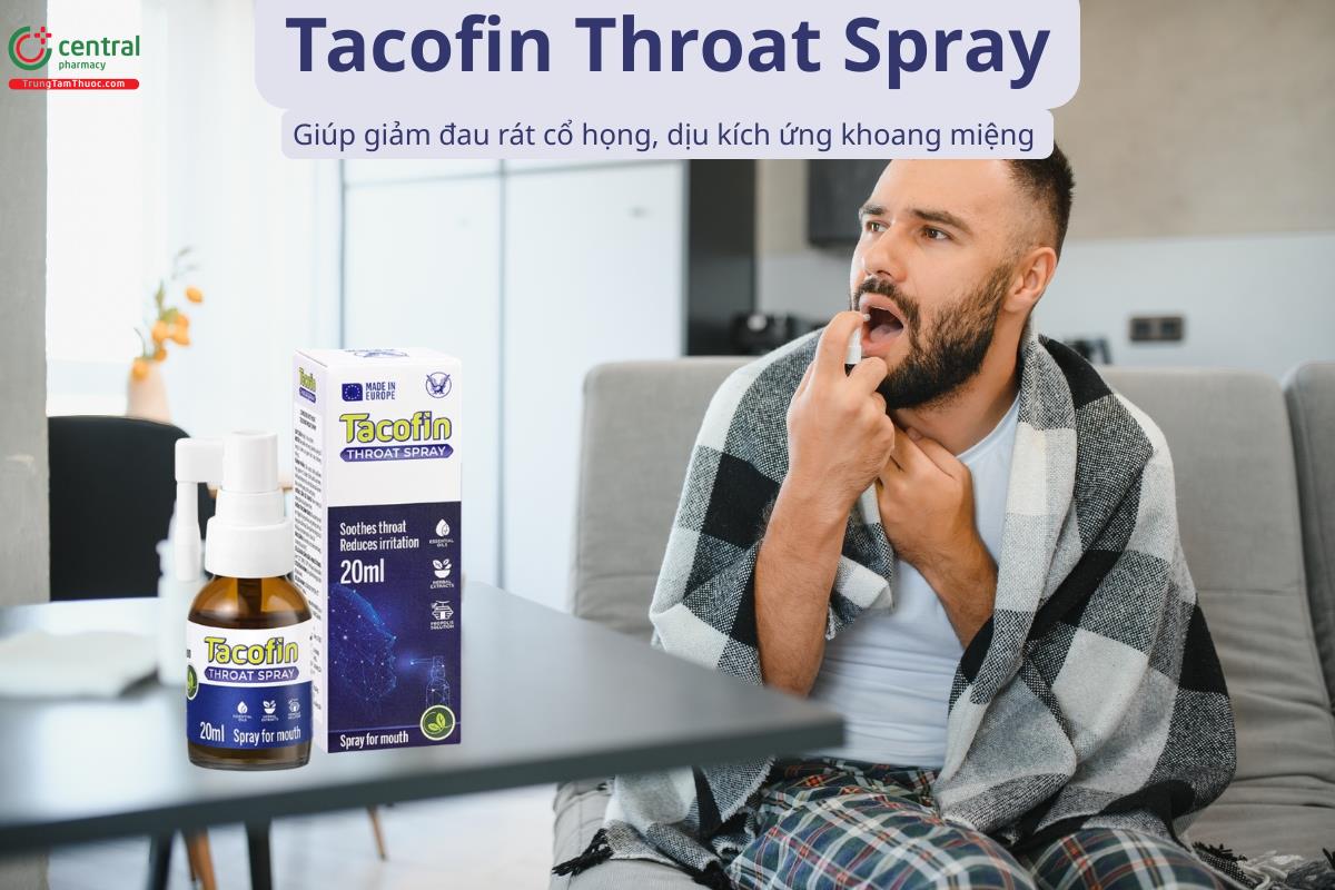 Xịt Họng Tacofin Throat Spray giảm đau rát cổ họng, dịu kích ứng khoang miệng