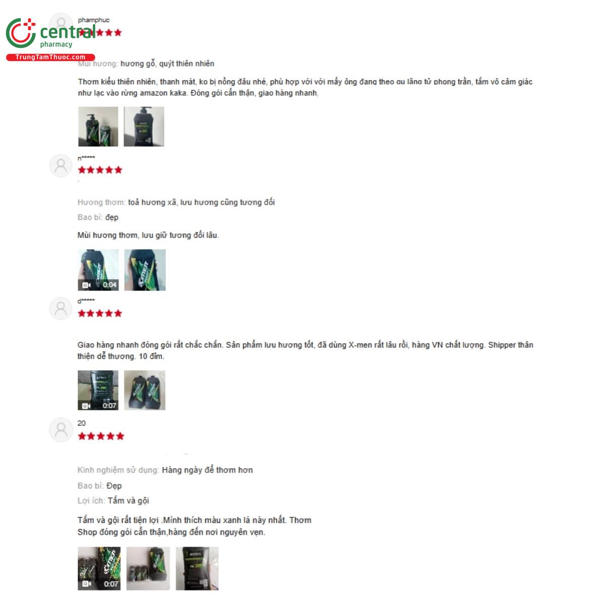 Một số đánh giá của khách hàng về sản phẩm Tắm Gội Nước Hoa X-men 2in1 Amazon Hunt 630g