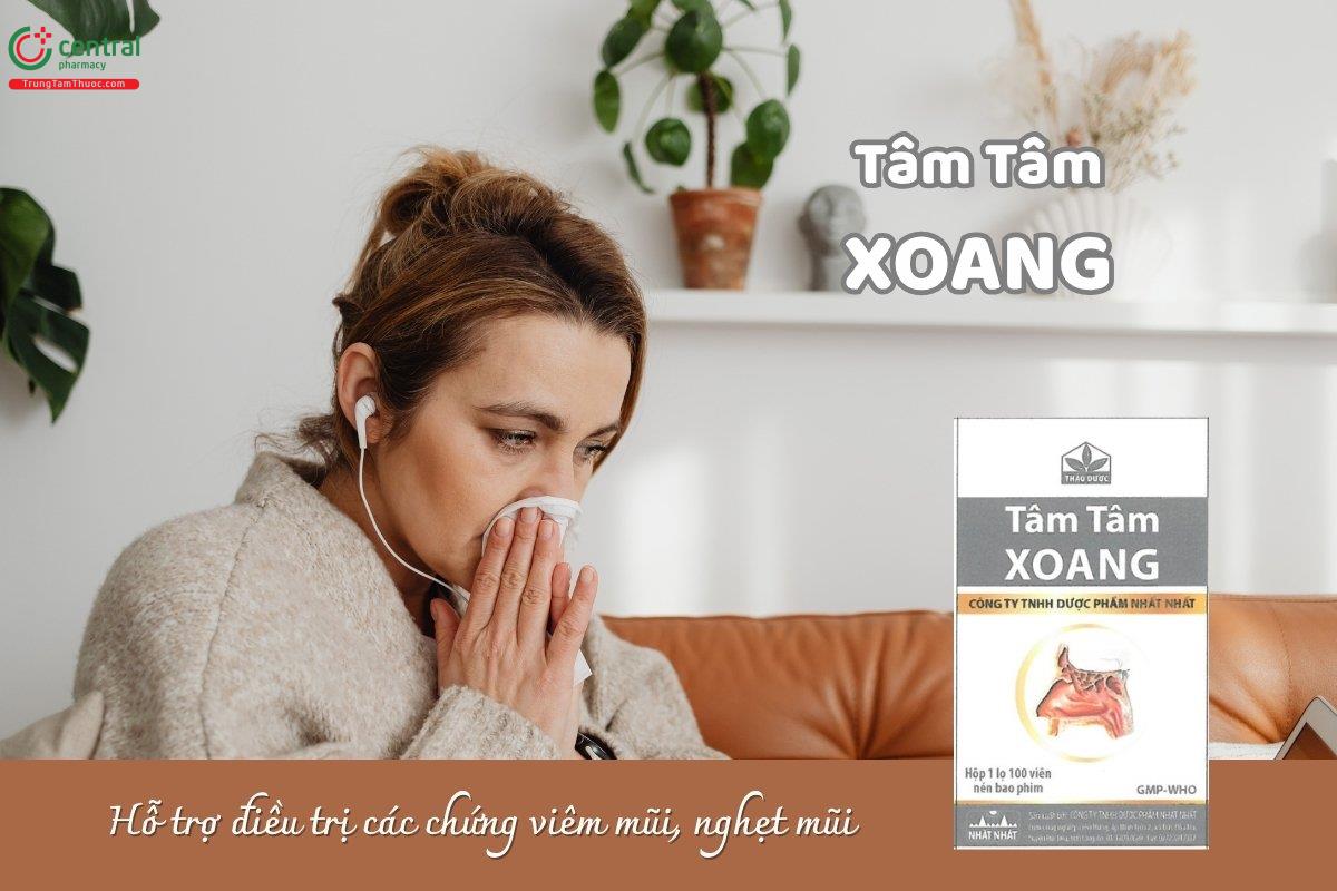 Tâm Tâm Xoang giúp làm giảm viêm và thông thoáng mũi. Được sử dụng để hỗ trợ điều trị các triệu chứng như nghẹt mũi, viêm mũi dị ứng