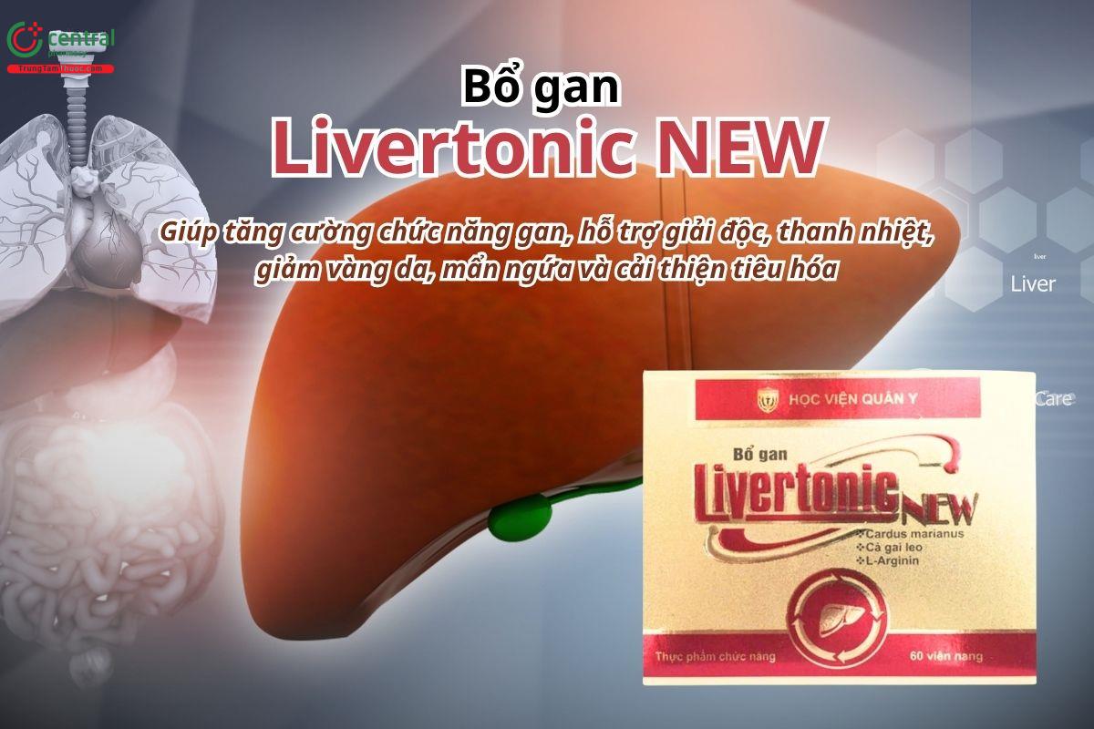 Bổ gan Livertonic New giúp tăng cường chức năng gan, hỗ trợ giải độc, thanh nhiệt, giảm vàng da, mẩn ngứa và cải thiện tiêu hóa