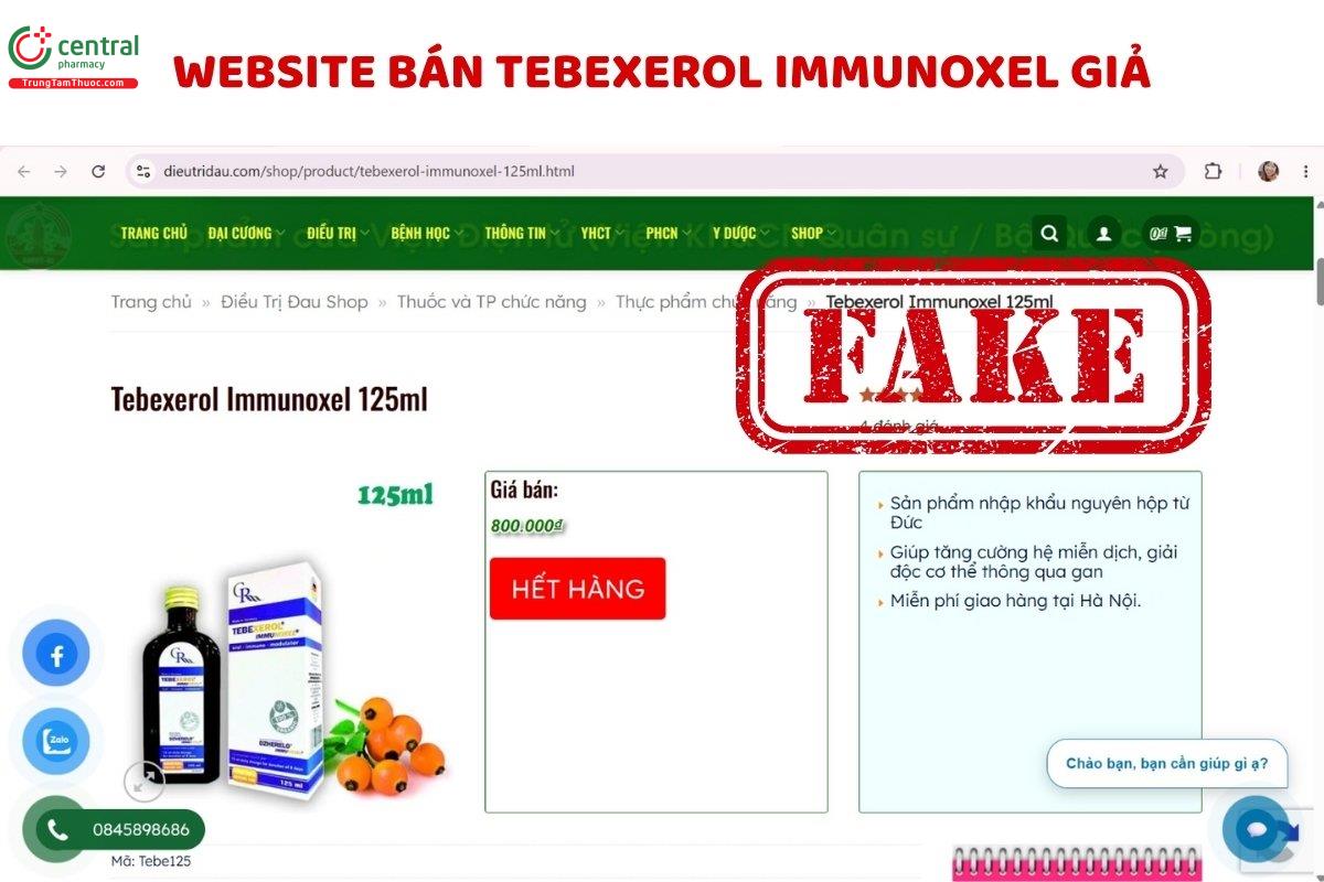 Website bán Tebexerol Immunoxel giả