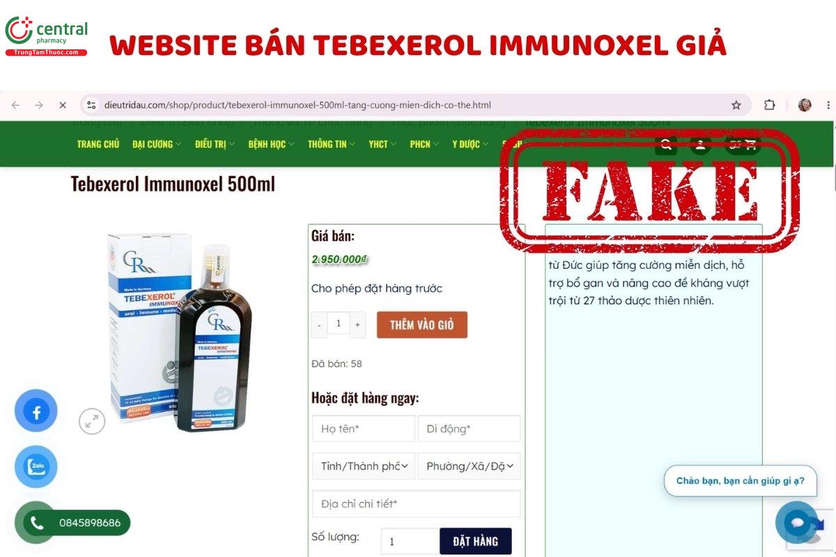 Website bán Tebexerol Immunoxel giả