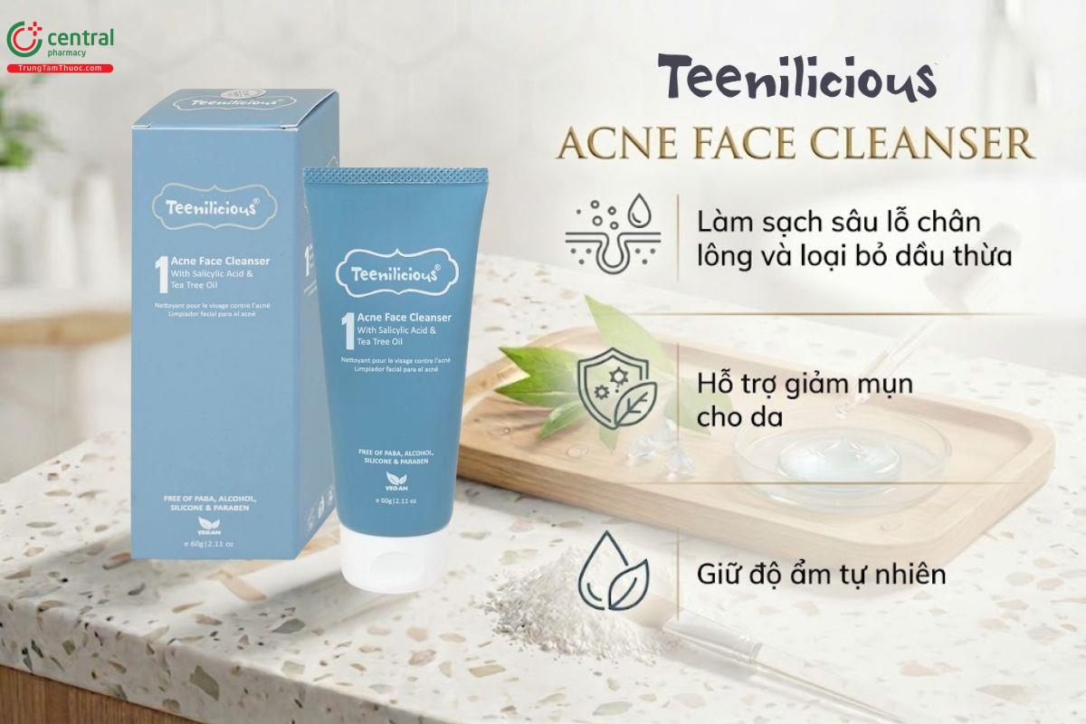 Sữa rửa mặt Teenilicious Acne Face Cleanser làm sạch da, loại bỏ dầu thừa