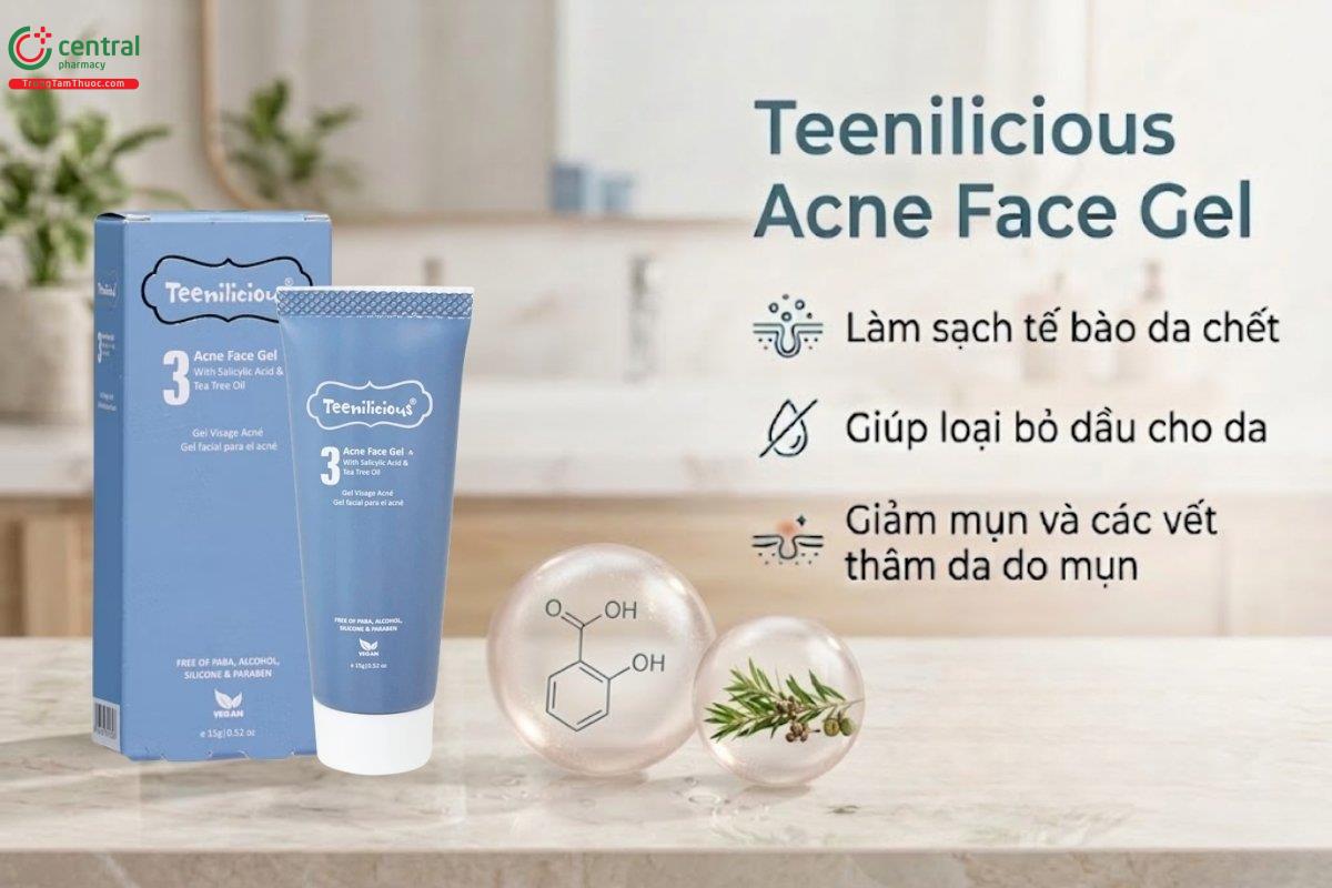 Teenilicious Acne Face Gel cải thiện tình trạng mụn, làm mờ vết thâm mụn