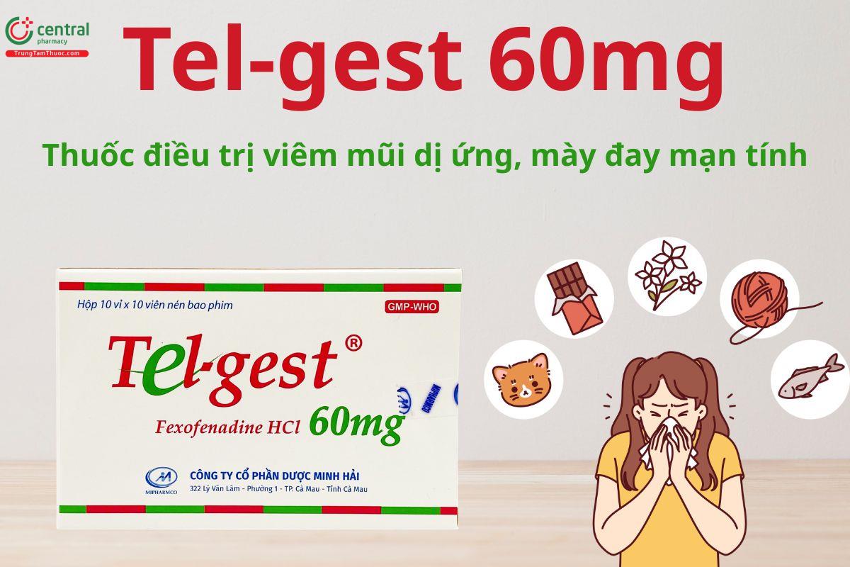 Tel-gest 60mg điều trị viêm mũi dị ứng, mề đay mạn tính