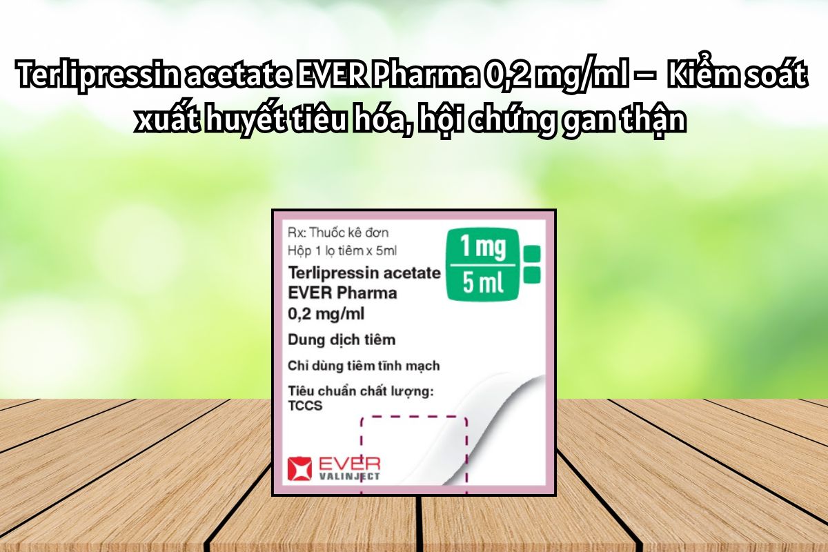 Thuốc Terlipressin acetate EVER Pharma 0,2 mg/ml kiểm soát xuất huyết tiêu hóa