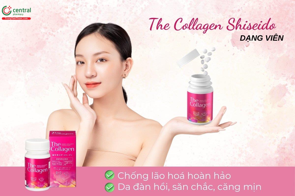 Viên uống Shiseido The Collagen hỗ trợ tái tạo và nuôi dưỡng từng tế bào da từ sâu bên trong, tăng cường độ đàn hồi và cải thiện cấu trúc da