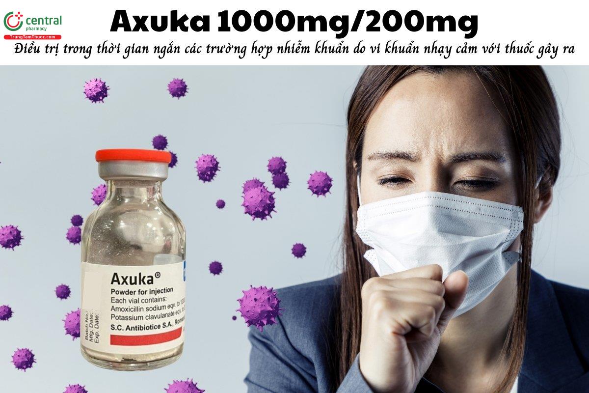 Thuốc Axuka điều trị trong thời gian ngắn các trường hợp nhiễm khuẩn do vi khuẩn nhạy cảm với thuốc gây ra