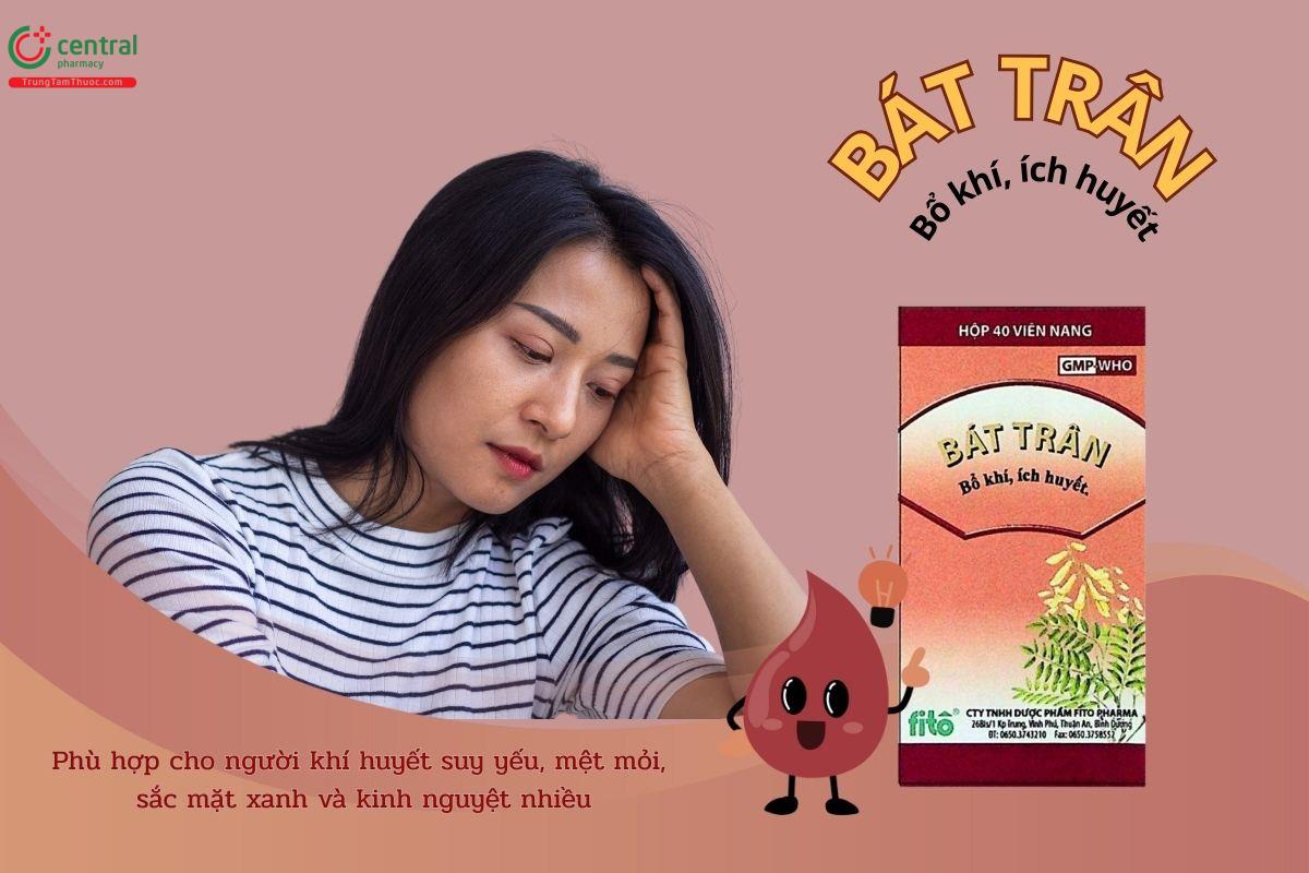 Thuốc Bát Trân Fito Pharma giúp bổ khí, ích huyết, phù hợp cho người khí huyết suy yếu, mệt mỏi, sắc mặt xanh và kinh nguyệt nhiều