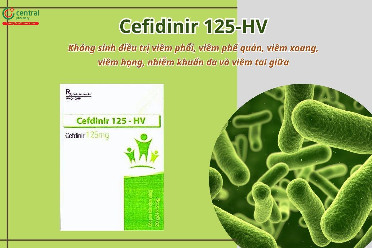 Thuốc Cefdinir 125-HV điều trị viêm phổi, viêm phế quản, viêm xoang, viêm họng, nhiễm khuẩn da và viêm tai giữa