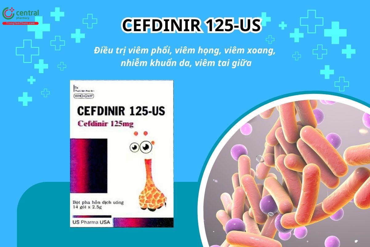 Thuốc Cefdinir 125-US điều trị viêm phổi, viêm họng, viêm xoang, nhiễm khuẩn da, viêm tai giữa