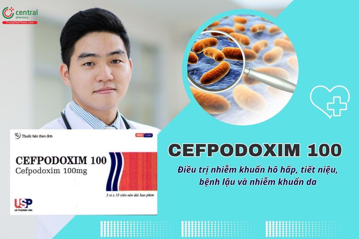 Thuốc Cefpodoxim 100mg US Pharma USA - Điều trị nhiễm khuẩn hô hấp, tiết niệu, bệnh lậu và nhiễm khuẩn da
