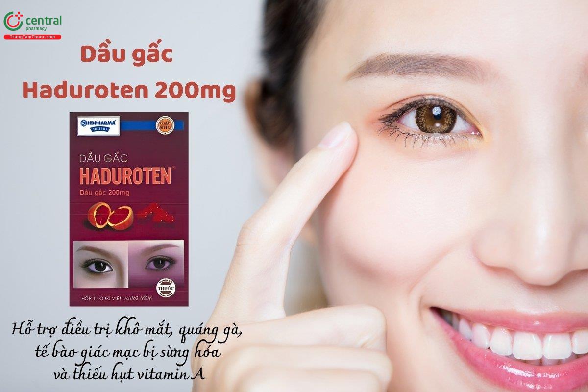 Thuốc Dầu gấc Haduroten 200mg hỗ trợ điều trị khô mắt, quáng gà, sừng hóa giác mạc và thiếu hụt vitamin A
