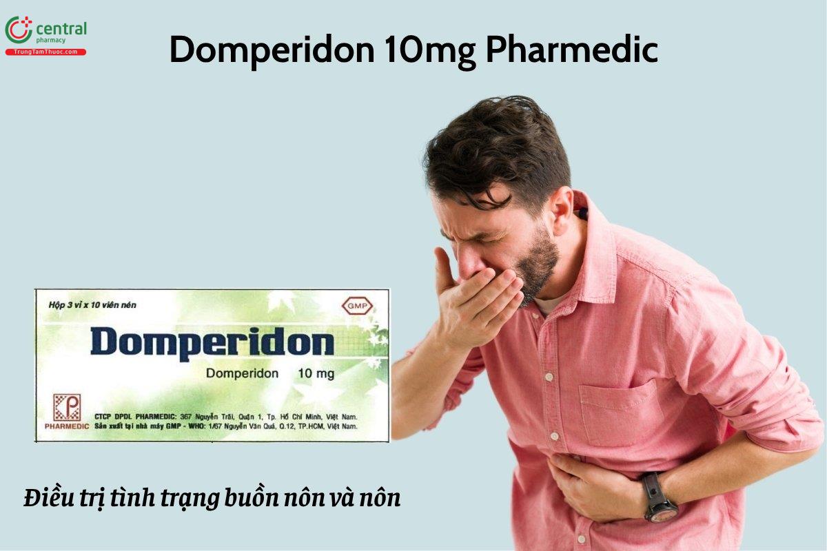 Thuốc Domperidon 10mg Pharmedic điều trị triệu chứng buồn nôn và nôn