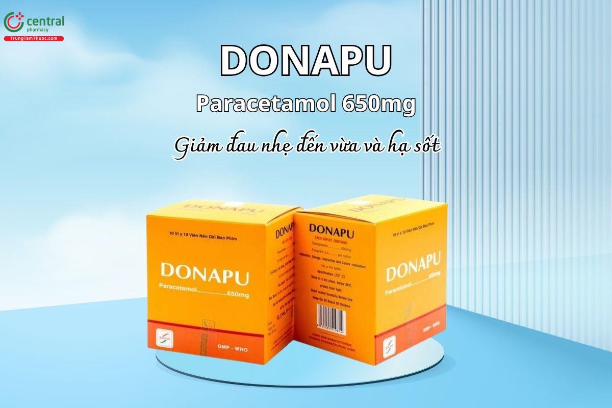 Thuốc Donapu 650mg được dùng để giảm đau nhẹ đến vừa và hạ sốt