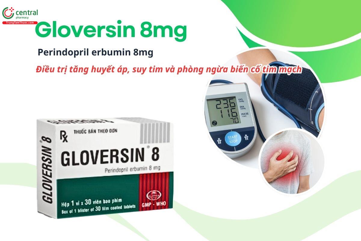 Thuốc Gloversin 8mg điều trị tăng huyết áp, suy tim và phòng ngừa biến cố tim mạch