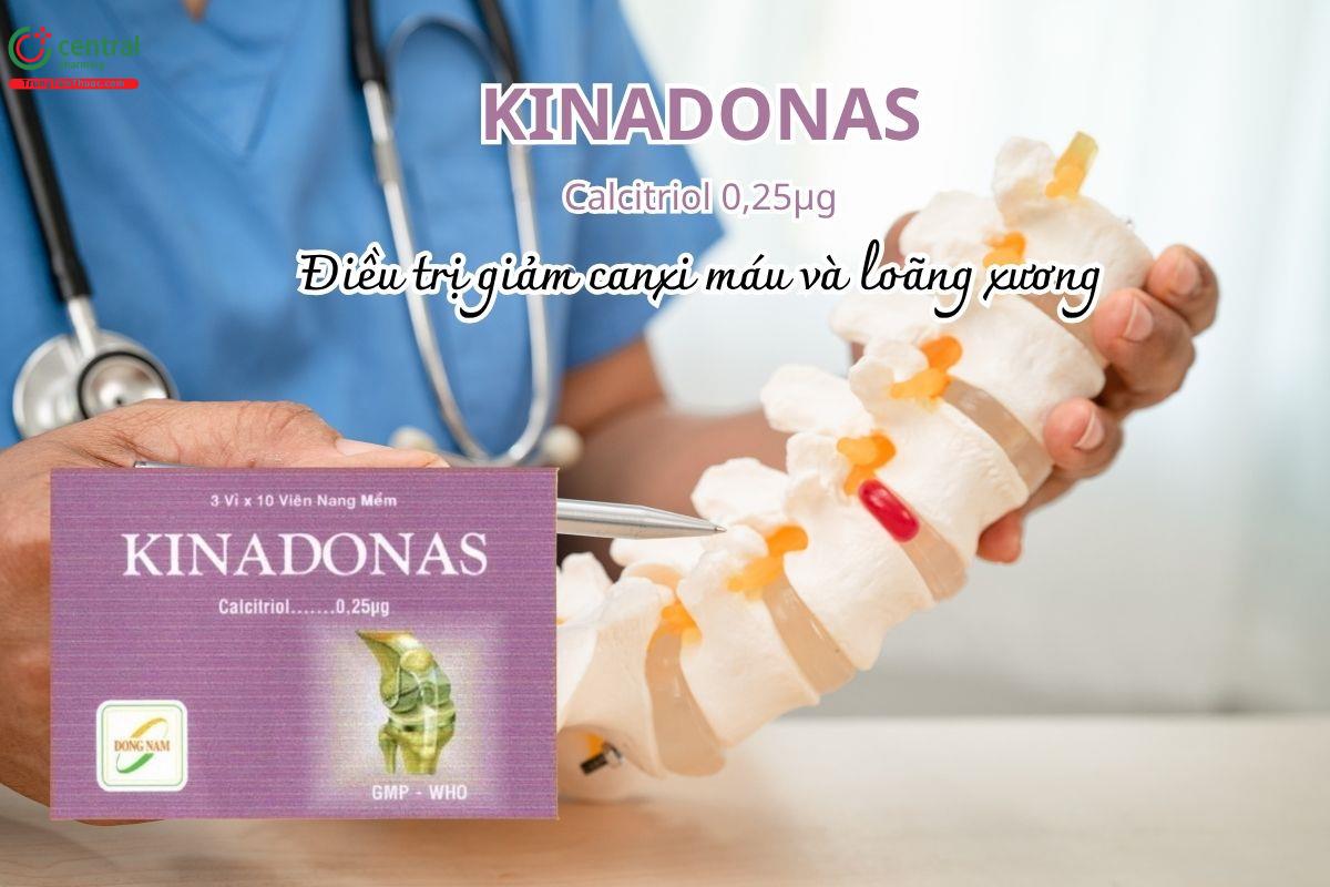 Thuốc Kinadonas 0,25µg chứa Calcitriol được dùng để điều trị giảm canxi máu và loãng xương