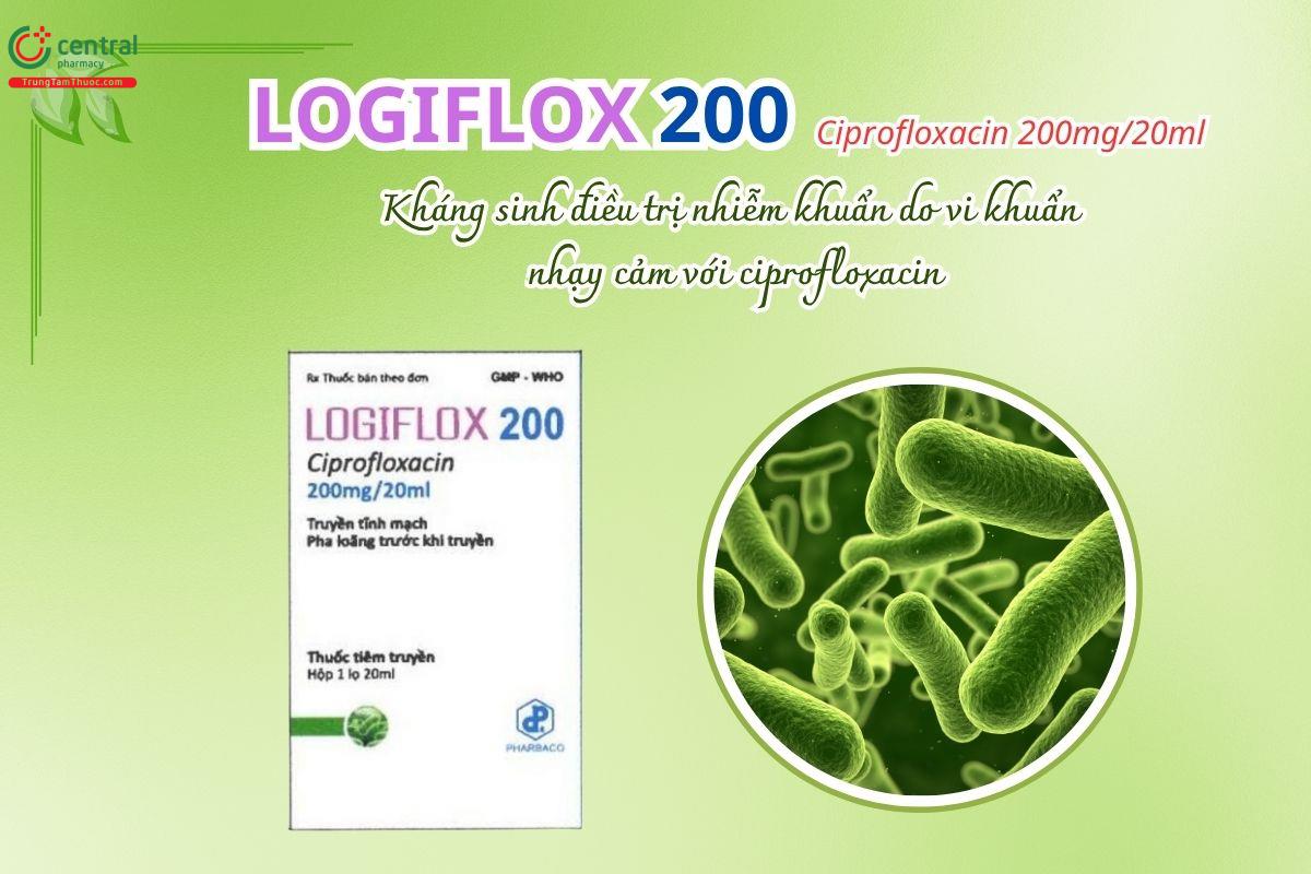 Thuốc Logiflox 200mg điều trị nhiễm khuẩn do vi khuẩn nhạy cảm với ciprofloxacin