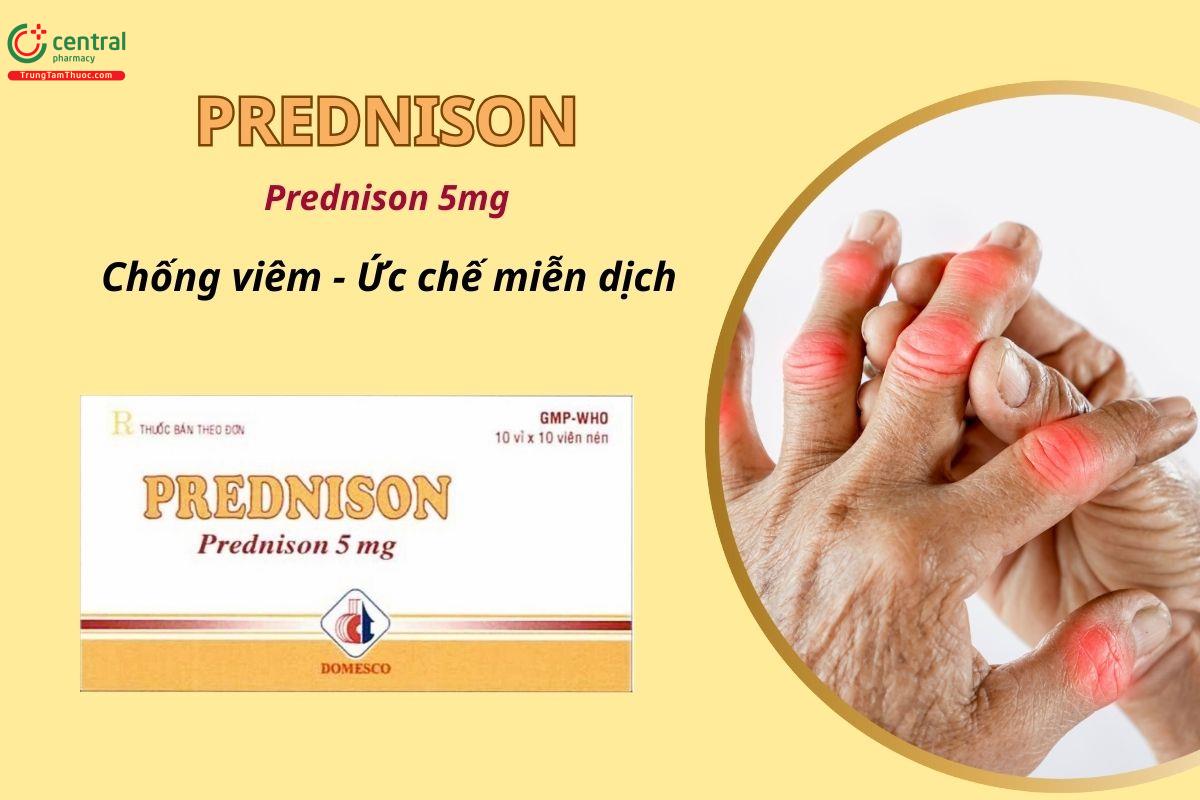 Thuốc Prednison 5mg Domesco (viên nén) có tác dụng chống viêm, ức chế miễn dịch