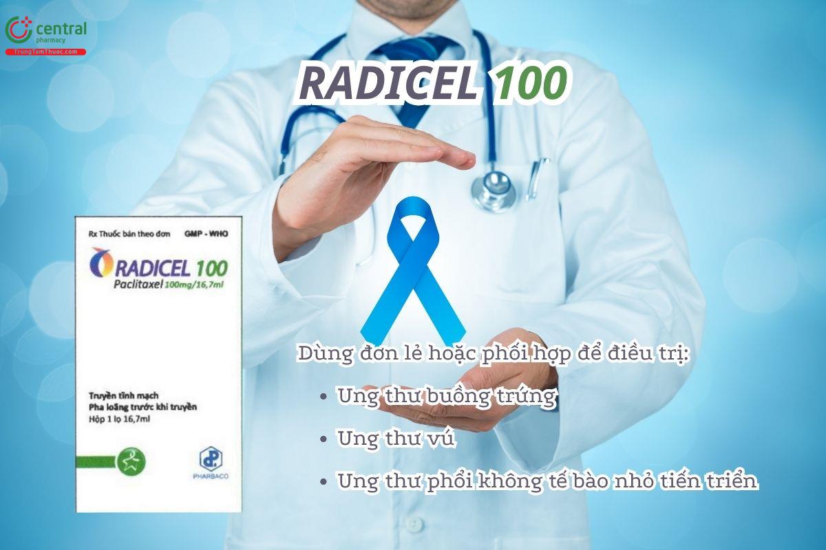 Thuốc Radicel 100 mg điều trị ung thư buồng trứng, ung thư vú và ung thư phổi không tế bào nhỏ