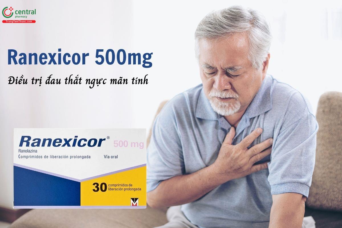 Thuốc Ranexicor 500mg điều trị đau thắt ngực mãn tính ở người trưởng thành