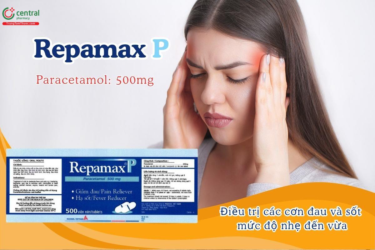 Thuốc Repamax P 500mg điều trị các cơn đau và sốt mức độ nhẹ đến vừa