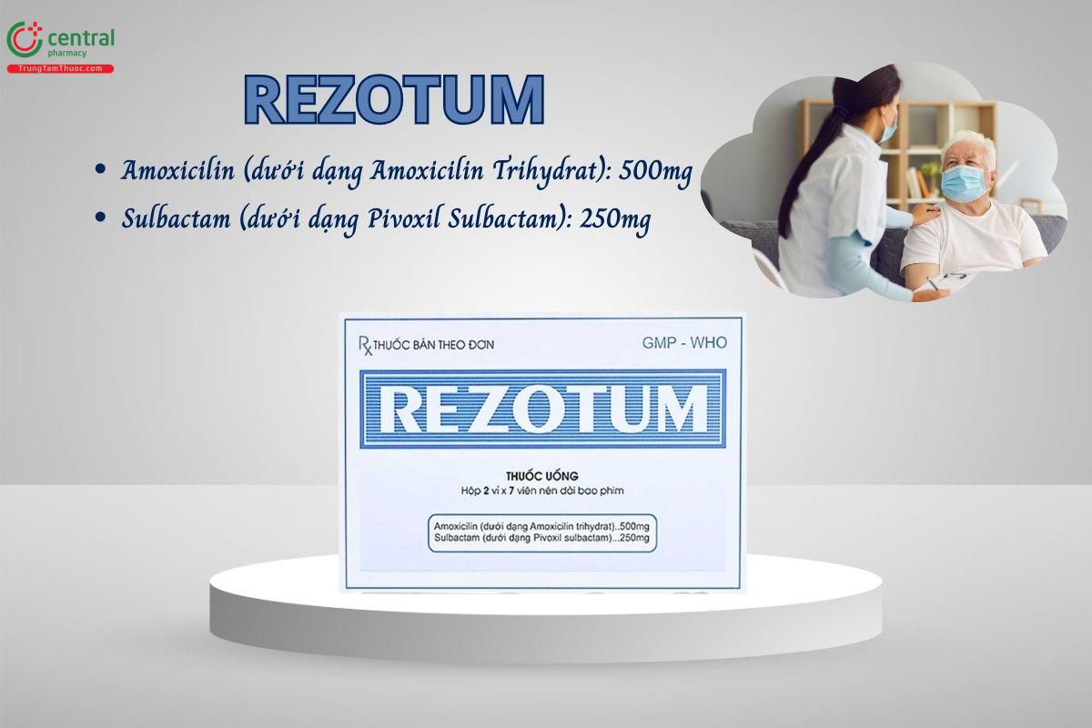 Thuốc Rezotum 500 mg/250 mg điều trị nhiễm khuẩn nhạy cảm, đặc biệt vi khuẩn tiết beta-lactamase