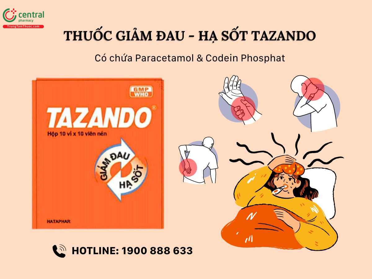 Thuốc Tazando được dùng để giảm đau và hạ sốt