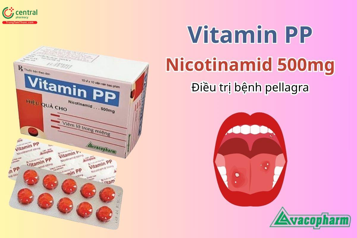 Thuốc Vitamin PP 500mg Vacopharm (viên nén bao phim) điều trị bệnh Pellagra