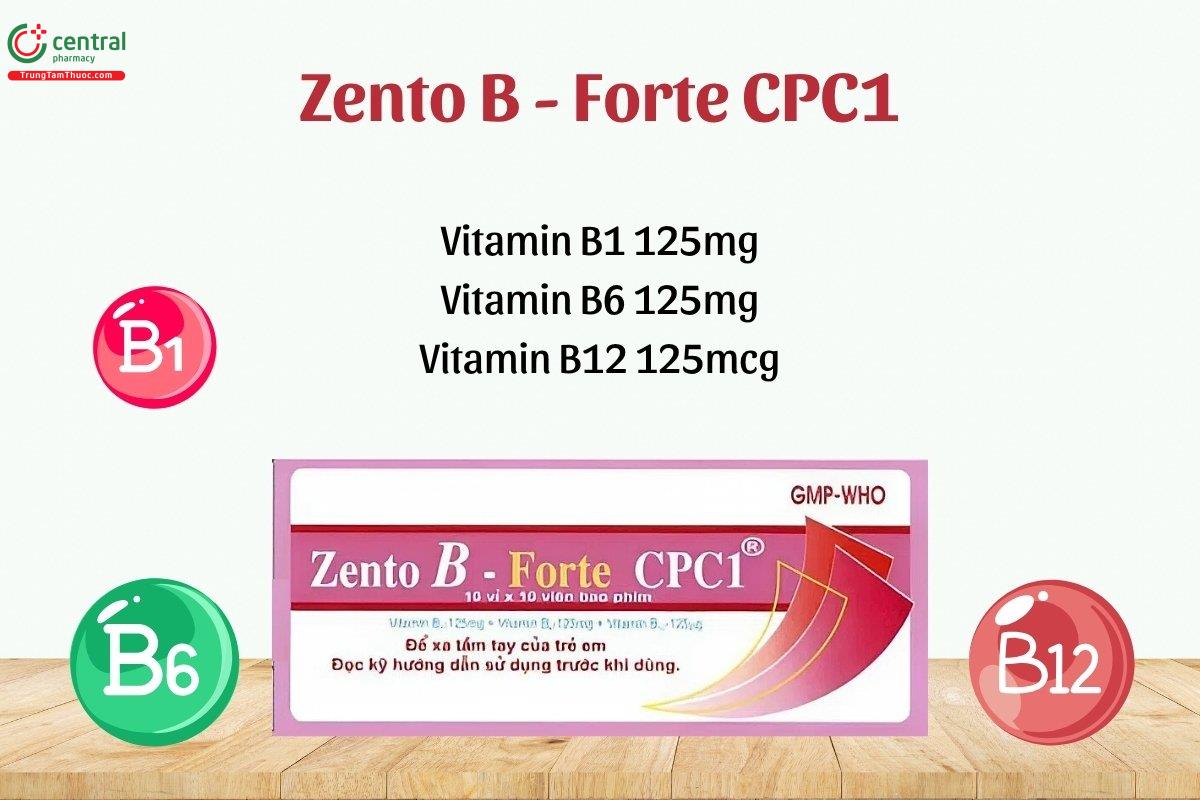 Thuốc Zento B - Forte CPC1 sử dụng để điều trị thiếu hụt các vitamin nhóm B (B1, B6, B12)