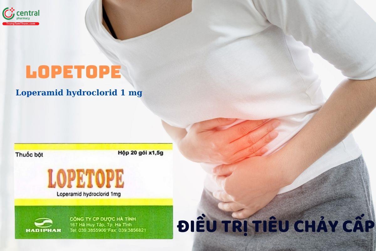 Thuốc bột Lopetope chứa Loperamid giúp điều trị hiệu quả tiêu chảy cấp