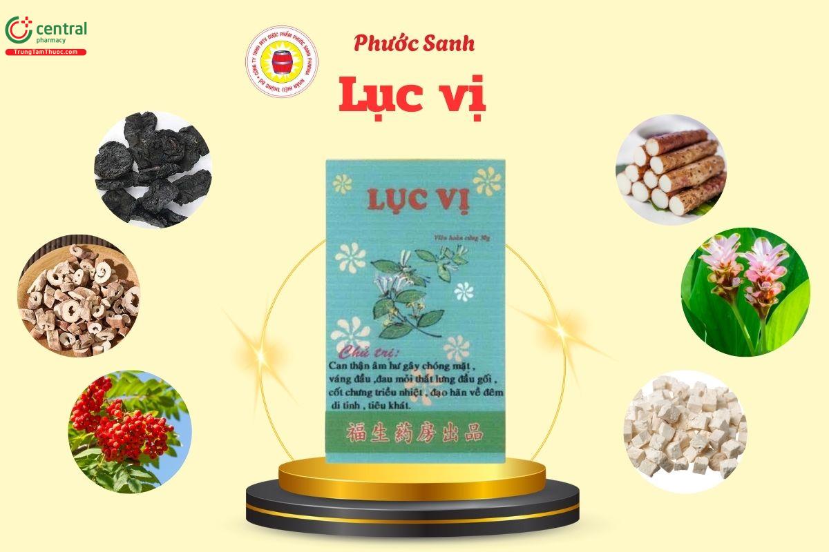 Thuốc Lục vị Phước Sanh bổ âm can thận, trị chóng mặt, đau lưng, nóng trong xương, mồ hôi đêm, di tinh, và khát nước