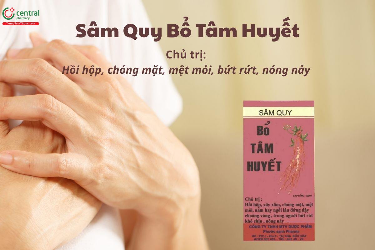 Thuốc Sâm Quy Bổ Tâm Huyết Phước Sanh Pharma được chỉ định cho người hồi hộp, chóng mặt, mệt mỏi, bứt rứt, nóng nảy do khí huyết kém