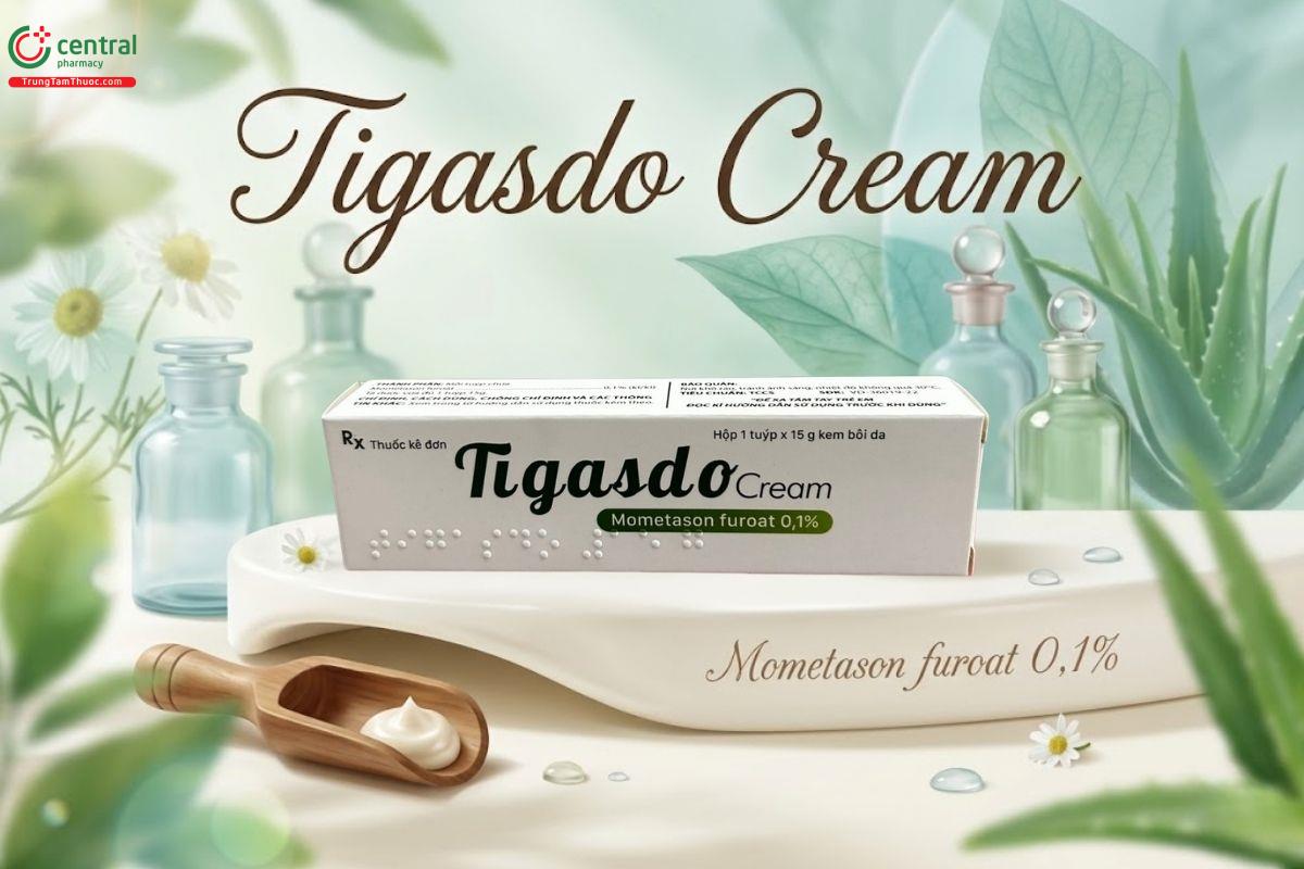 Tigasdo Cream 15g cải thiện bệnh ngoài da: viêm da, chàm và vảy nến